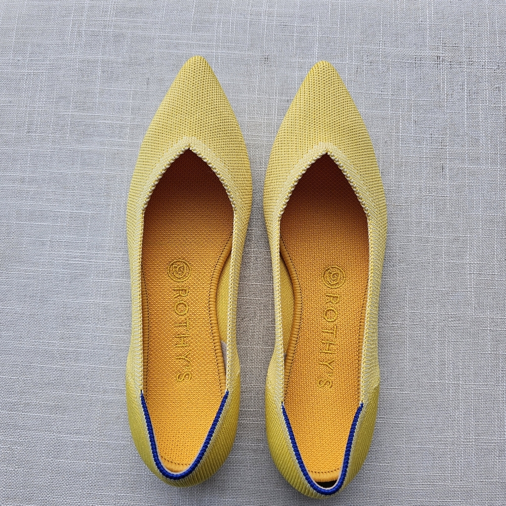 New! Rothy's Sz 8.5 Point Ballet Flats Shoes Retired Sunshine Yellow Rothys - Picture 4 of 11